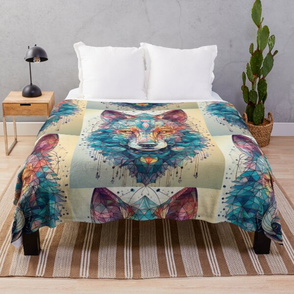 Artikelvorschau, Geometrischer Wolf in Mehrfarben, Geometrische Muster und Formen entworfen und verkauft von navitalidesign.
