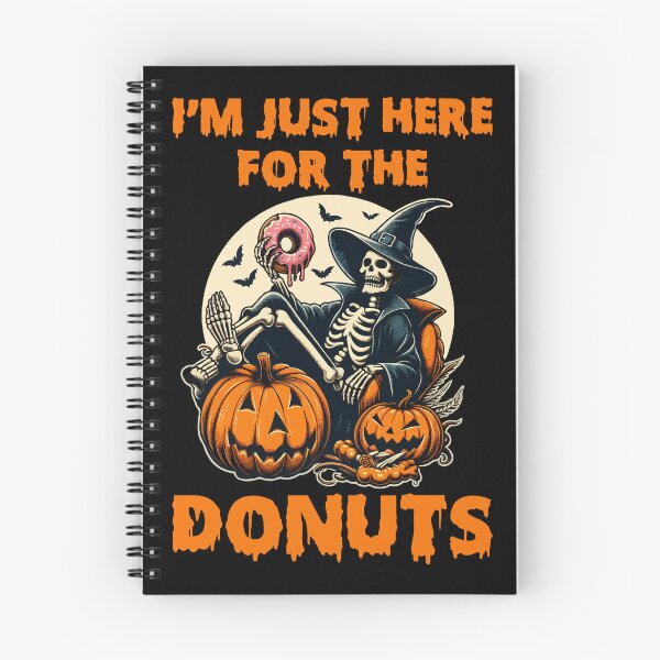 Item preview, I'm Just Here For The Donuts - Vintage Spooky Halloween Skeleton Sitting On Pumpkins And Eating Doughnut For Donuts Lovers designed and sold by Mustapha  ALAHAYANE.