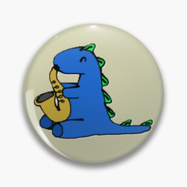 Item preview, dino playing saxophone designed and sold by Lydia Conder.