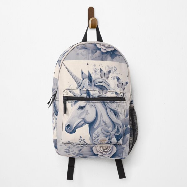 Item preview, Unicorn monochrome colour floral rose garden and butterflies designed and sold by navitalidesign.