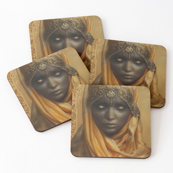 Item preview, Golden adorned woman with a captivating black skin tone designed and sold by Artessie.