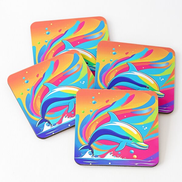 Item preview, Colorful Dolphin Leaps Art designed and sold by Health And Fitness Posts e-Store.
