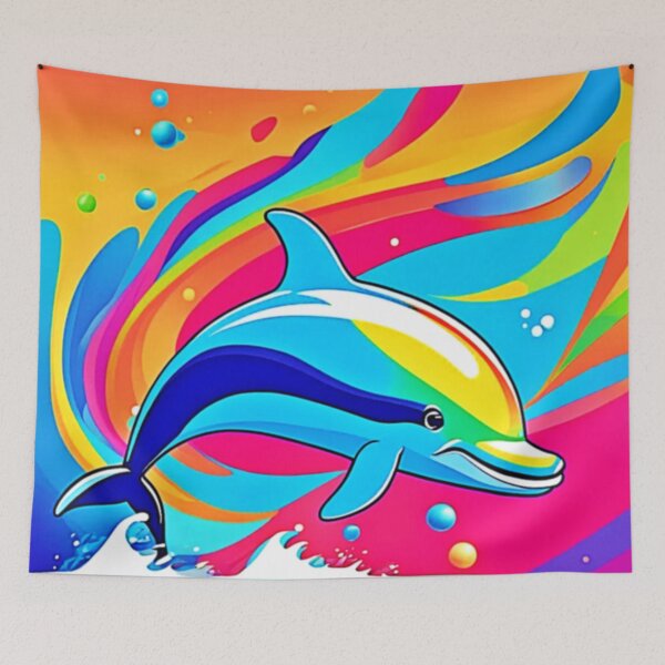 Item preview, Colorful Dolphin Leaps Art designed and sold by Health And Fitness Posts e-Store.