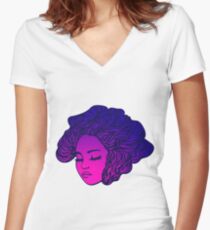 Sunset blooming Women's Fitted V-Neck T-Shirt