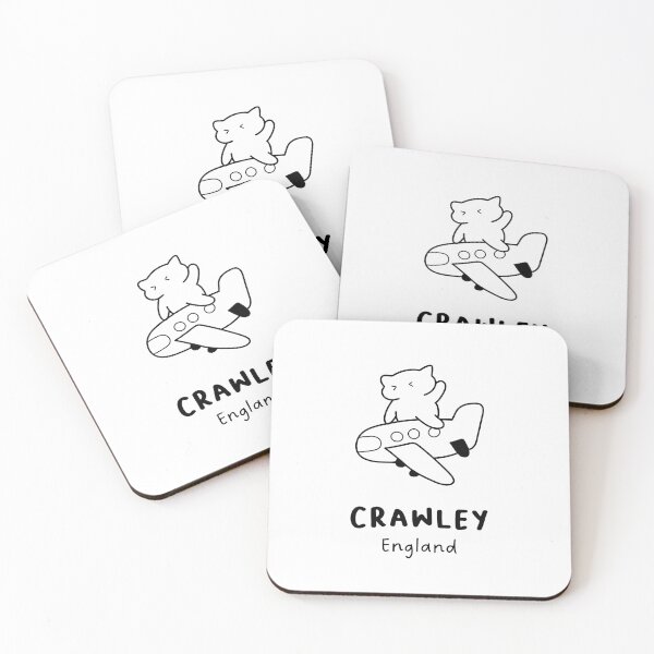 Item preview, Crawley, England | Adorable Cat on Plane Design | Airplane Illustration | Cat's Trip designed and sold by RM-Journey.