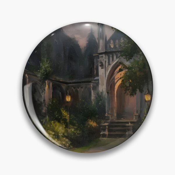 Artikelvorschau, Ölgemälde „Garten der Königin“ im Mittelalter, Laternenbeleuchtung bei Dämmerung entworfen und verkauft von PastCanvas.
