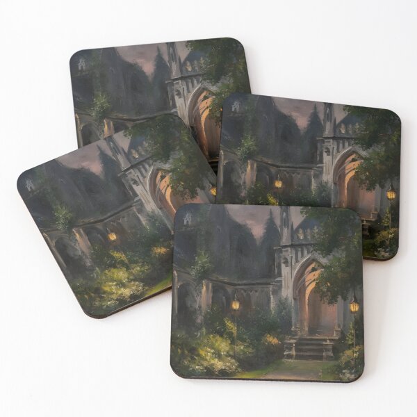 Item preview, Medieval Queen's Garden Oil Painting Twilight Lantern Illumination designed and sold by PastCanvas.