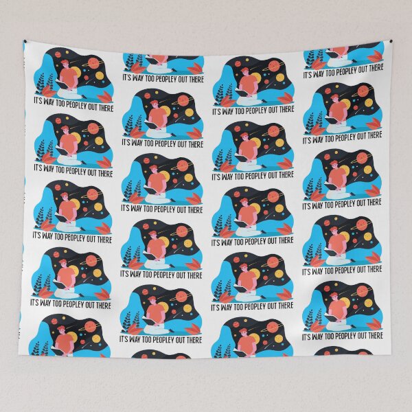 Item preview, its way too peopley out there - man sitting with a book reading designed and sold by EmeraldeaArt.