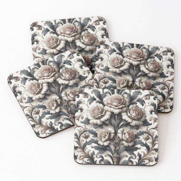 Item preview, Matte White & Teal Baroque & Roses designed and sold by DesignsByPrnces.