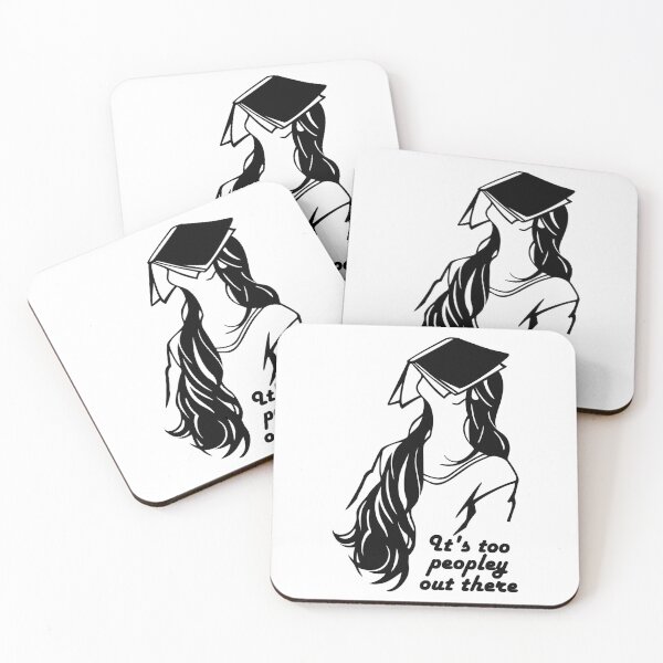 Item preview, its too peopley out there - with a long hair girl with a book on her face illustration - humorous bookish designed and sold by EmeraldeaArt.