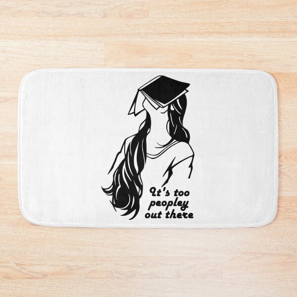 Item preview, its too peopley out there - with a long hair girl with a book on her face illustration - humorous bookish designed and sold by EmeraldeaArt.