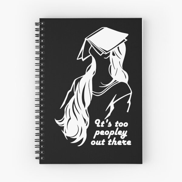 Item preview, its too peopley out there - white long hair girl with a book on her face illustration - humorous bookish designed and sold by EmeraldeaArt.