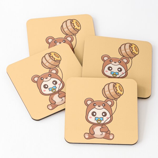 Item preview, Cute Baby Wearing Bear Costume with Honeycomb Balloon Cartoon Vector Icon Illustration designed and sold by hjian8219.