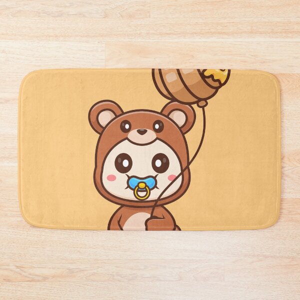 Item preview, Cute Baby Wearing Bear Costume with Honeycomb Balloon Cartoon Vector Icon Illustration designed and sold by hjian8219.
