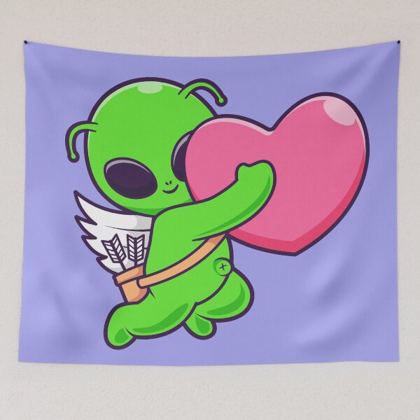 Item preview, Cute Angel Alien Holding Love Heart Cartoon Vector Icon Illustration designed and sold by hjian8219.