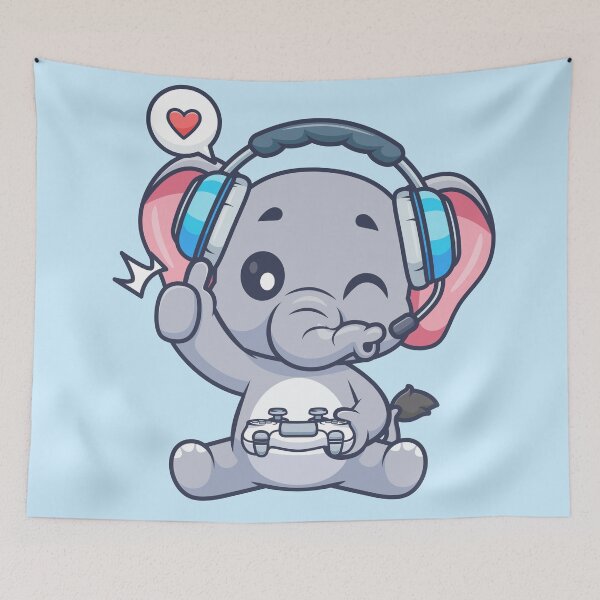 Item preview,  Cute Elephant Gaming Cartoon Vector Icon Illustration designed and sold by hjian8219.