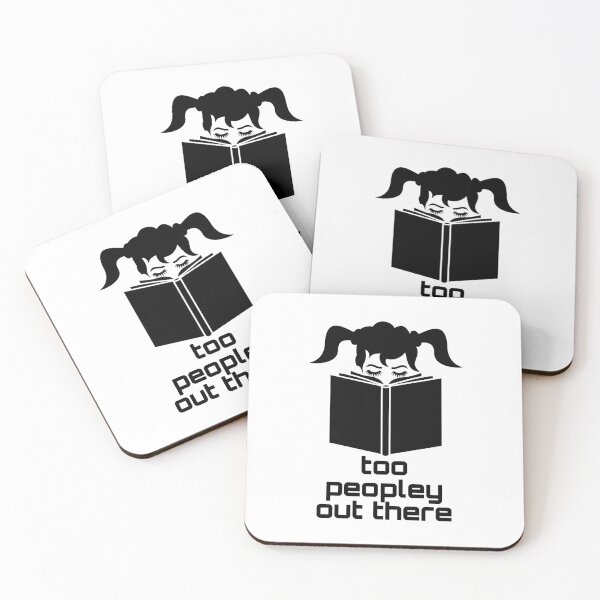 Item preview, funny bookworm: its too peopley out there with a two ponytail girl art designed and sold by EmeraldeaArt.
