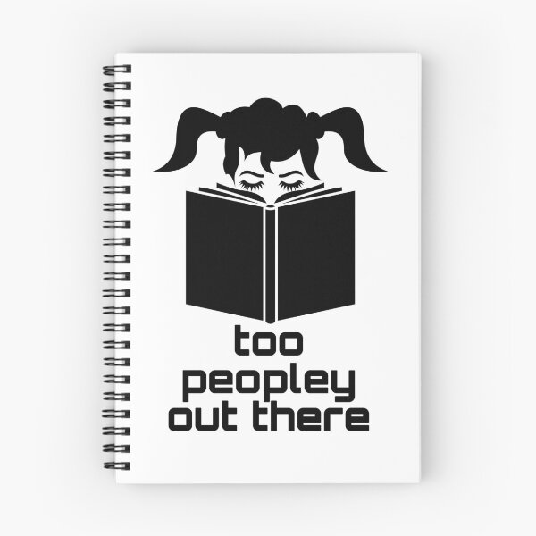 Item preview, funny bookworm: its too peopley out there with a two ponytail girl art designed and sold by EmeraldeaArt.