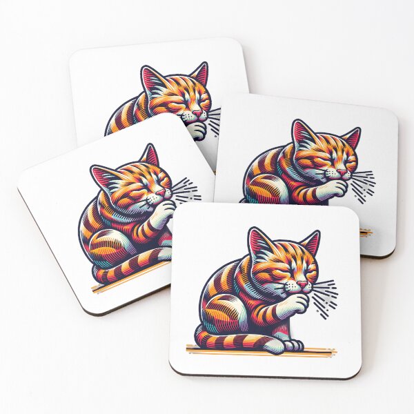 Item preview, Coughing cat sticker designed and sold by Travelcases.