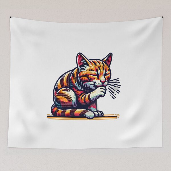 Item preview, Coughing cat sticker designed and sold by Travelcases.