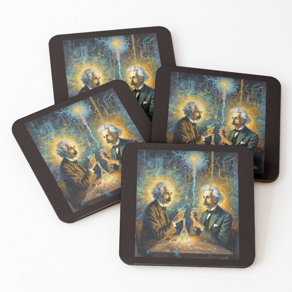 Item preview, "Einstein and Tesla: A Vintage Laboratory Encounter" designed and sold by Artisticanvas.