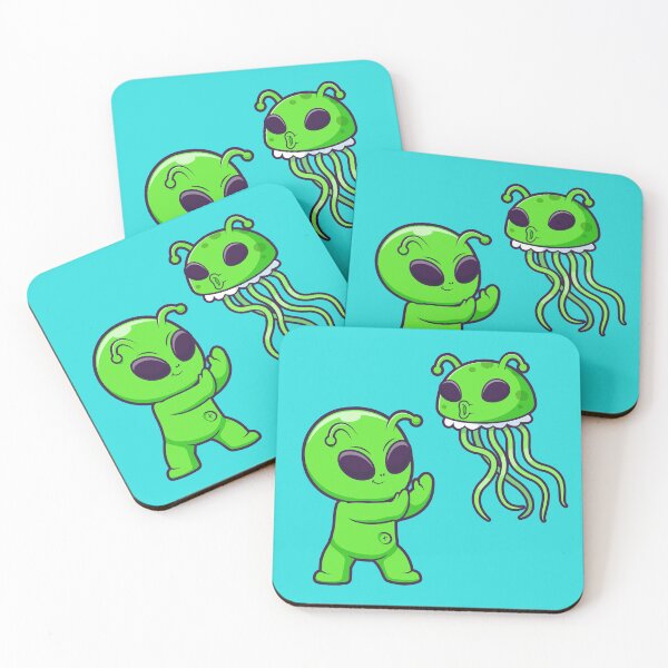 Item preview, Cute Alien with Jellyfish Alien Cartoon Vector Icon Illustration designed and sold by hjian8219.