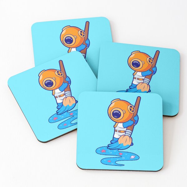 Item preview, Cute Diver Drawing Sea with Paint Brush Cartoon Vector Icon Illustration designed and sold by hjian8219.
