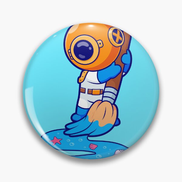 Item preview, Cute Diver Drawing Sea with Paint Brush Cartoon Vector Icon Illustration designed and sold by hjian8219.