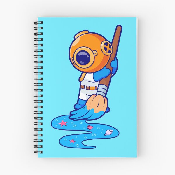Item preview, Cute Diver Drawing Sea with Paint Brush Cartoon Vector Icon Illustration designed and sold by hjian8219.