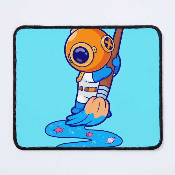 Item preview, Cute Diver Drawing Sea with Paint Brush Cartoon Vector Icon Illustration designed and sold by hjian8219.