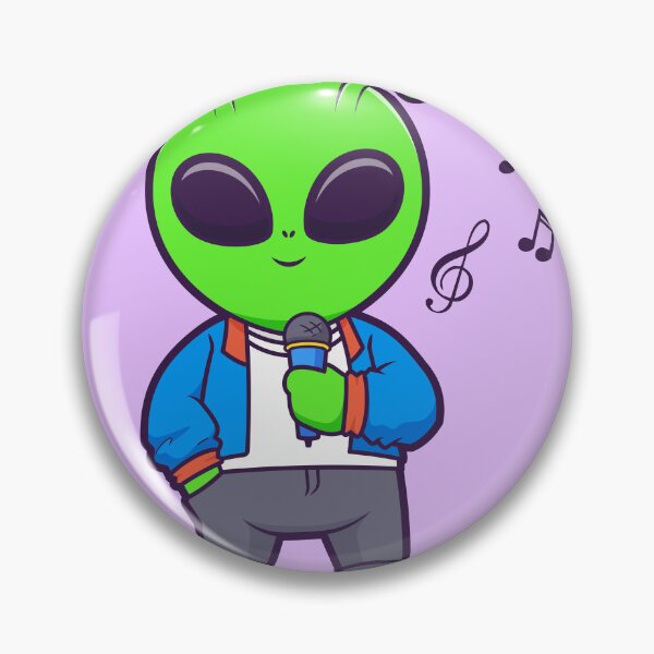 Item preview, Cute Alien Singing with Microphone Cartoon Vector Icon Illustration designed and sold by hjian8219.