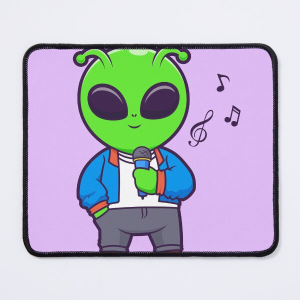 Item preview, Cute Alien Singing with Microphone Cartoon Vector Icon Illustration designed and sold by hjian8219.