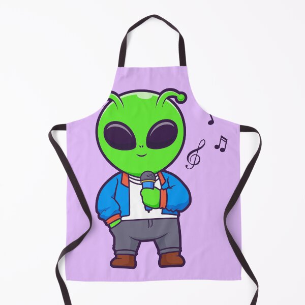 Item preview, Cute Alien Singing with Microphone Cartoon Vector Icon Illustration designed and sold by hjian8219.