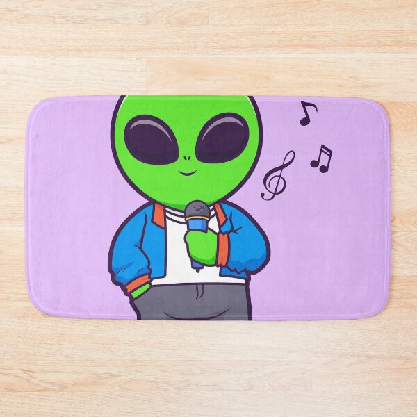 Item preview, Cute Alien Singing with Microphone Cartoon Vector Icon Illustration designed and sold by hjian8219.