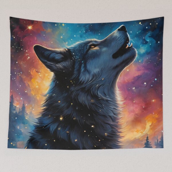Item preview, Majestic Wolf Howl Under Moonlit Sky designed and sold by ByteyCreatives.