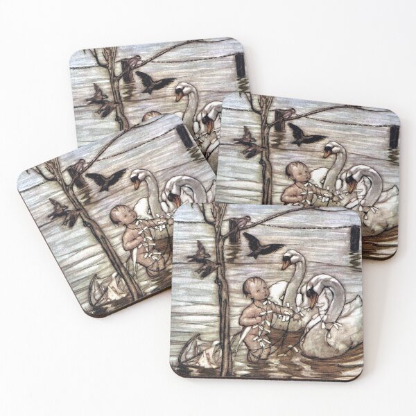 Item preview, Peter Saved by Swans - Peter Pan in Kensington Gardens - Arthur Rackham designed and sold by forgottenbeauty.