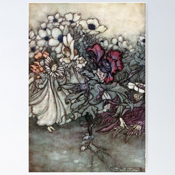 Item preview, Fairies Pretending to be Flowers - Peter Pan in Kensington Gardens - Arthur Rackham designed and sold by forgottenbeauty.