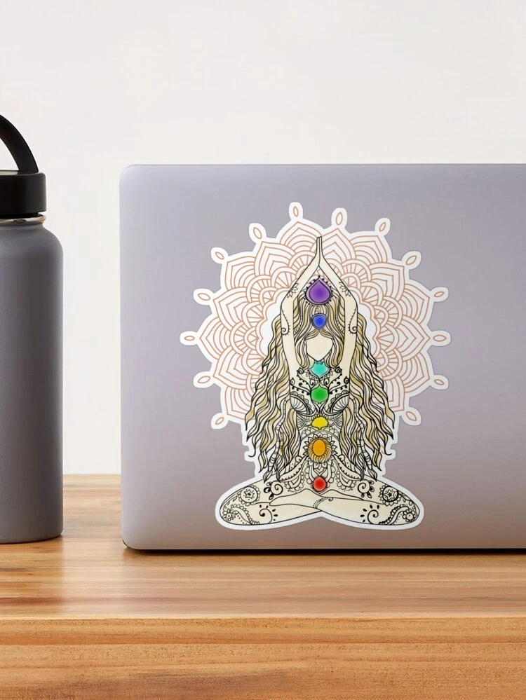 Yoga Girl Sticker - Henna - Strong Adhesive Waterproof Mandala Sticker -  Yoga Stickers Do Not Fade and Used for Laptop, Water Bottle, Car, Wall