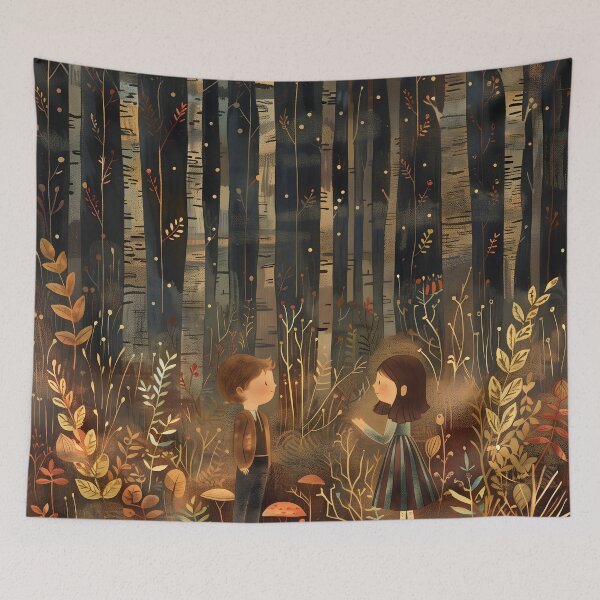 Item preview, Boy and Girl Exploring a Magical Forest designed and sold by scooterbaby.