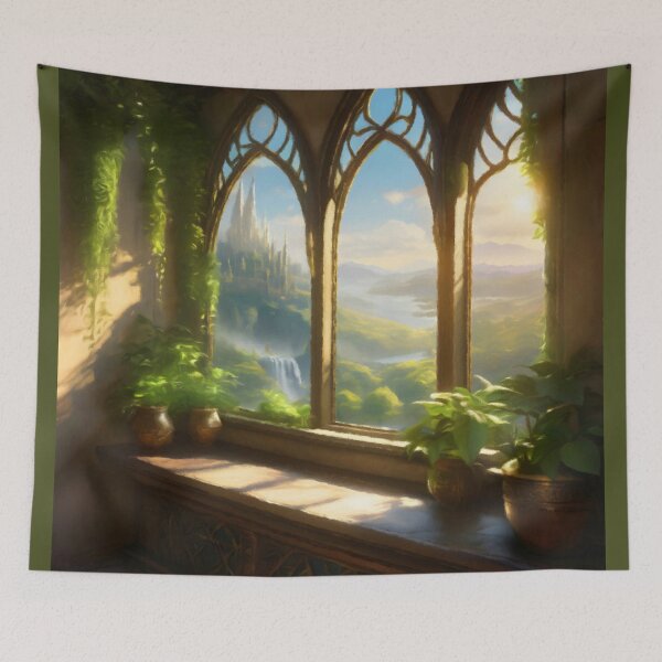 Item preview, Sunlit Castle and Hills Fantasy Landscape designed and sold by Zeph1.