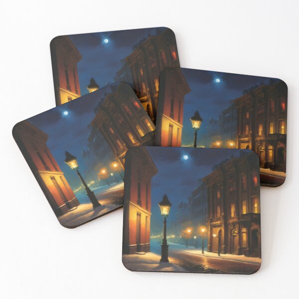 Item preview, Moonlit Serenity on Snowy Urban Street designed and sold by Zeph1.