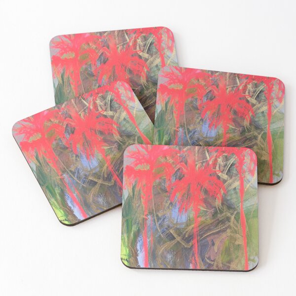 Item preview, Neon red palm trees designed and sold by Amanda Raulerson.