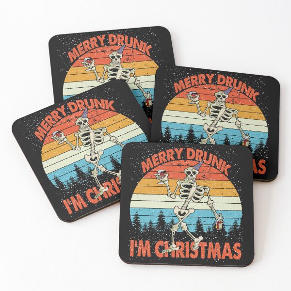 Item preview, Merry Drunk I'm Christmas | Funny Drunk Skeleton | Retro Xmas Sunset designed and sold by Qudkin.