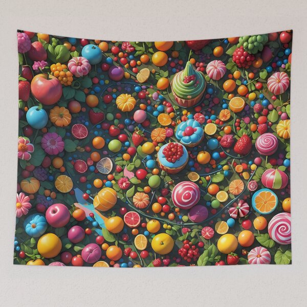 Item preview, Vibrant pattern of fruits, candies, cupcakes designed and sold by Astralia.