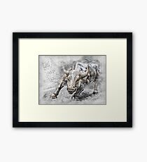Bull angry stock market Framed Print