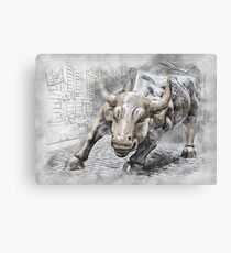 Bull angry stock market Canvas Print