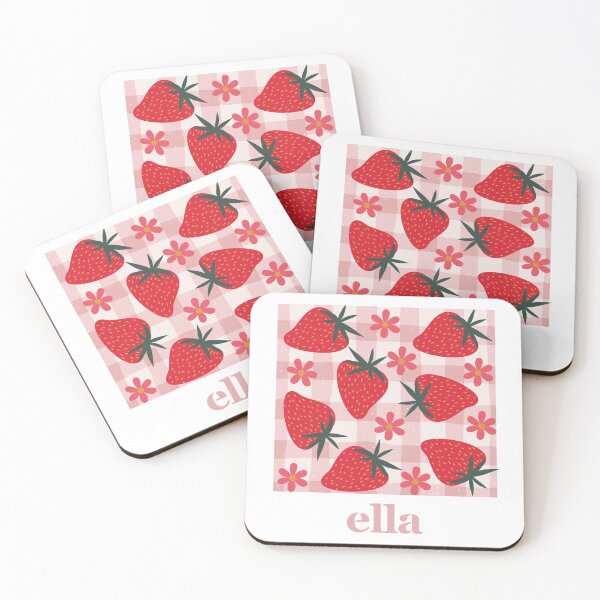 Item preview, Ella Name Print Strawberry Flower Picnic - Sticker, Notebook, Art Print, Coaster, Card, Dorm Decor designed and sold by trendycac.