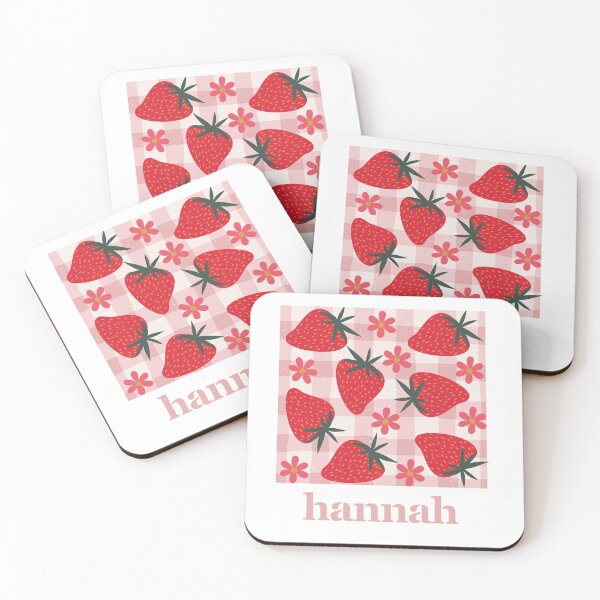 Item preview, Hannah Name Print Strawberry Flower Picnic - Sticker, Notebook, Art Print, Coaster, Card, Dorm Decor designed and sold by trendycac.