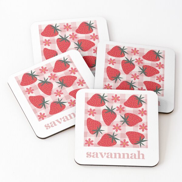 Item preview, Savannah Name Print Strawberry Flower Picnic - Sticker, Notebook, Art Print, Coaster, Card, Dorm Decor designed and sold by trendycac.