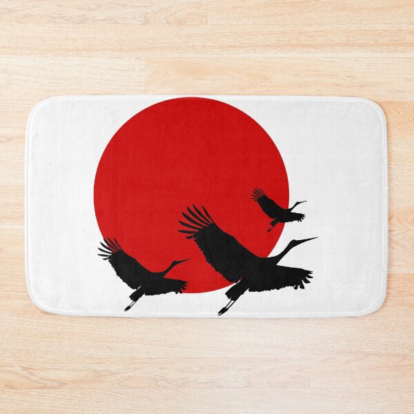 Item preview, Three black storks fly against the background of the red sun. Silhouettes. designed and sold by ZorianArt.